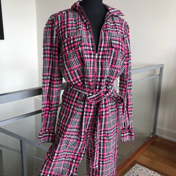 Pink plaid GANNI jumpsuit Size Small (DK 34) - Picture 5 of 12